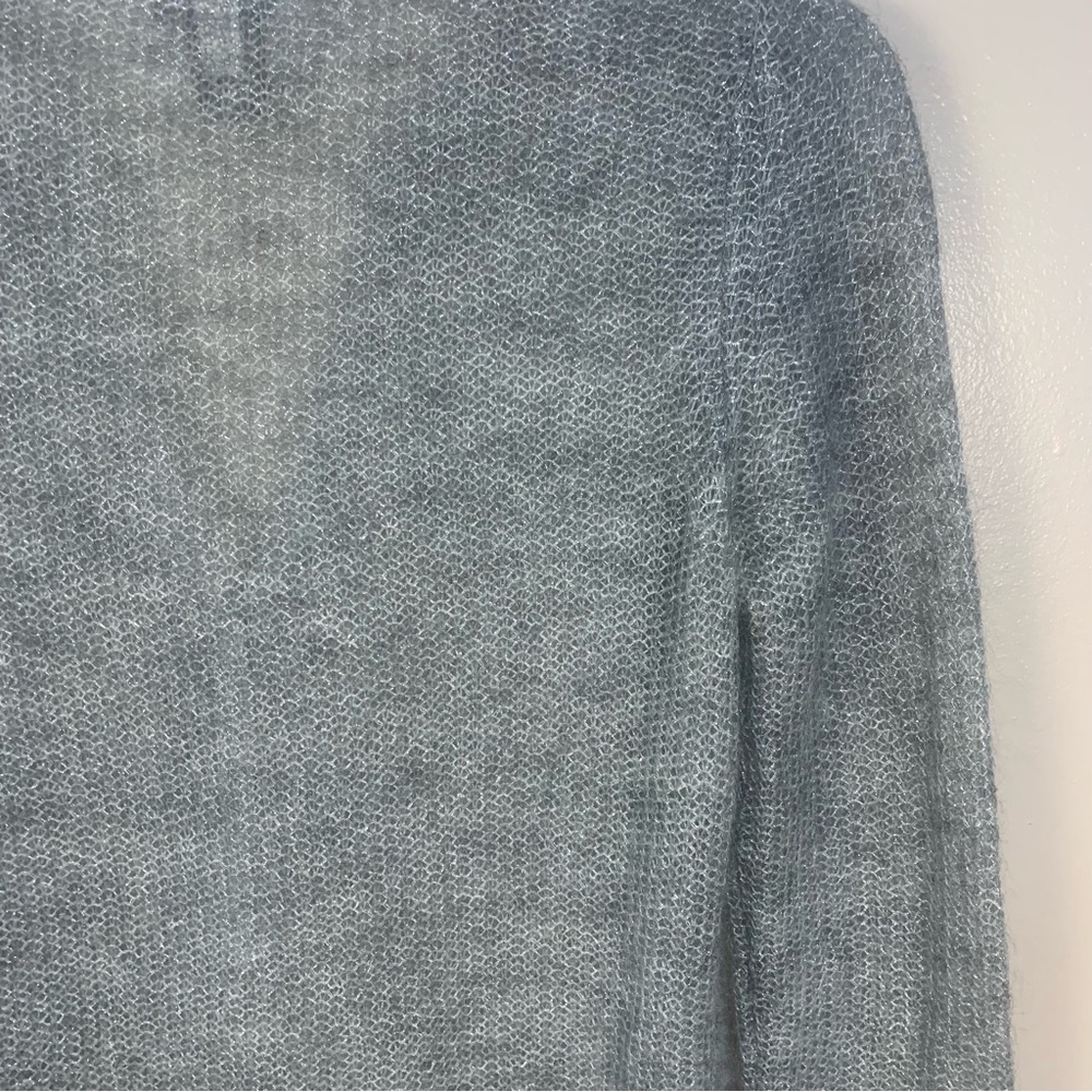 Ann Taylor Super Kid Mohair Blend Fine Open Knit Crystal Button Sweater - Picture 9 of 11
